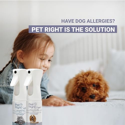 Pet Right Hundeallergen Neutralisierungsspray für den Menschen, Frei von Duftstoffen, Sicher auf Textilien, Reiniger für Mehrere Oberflächen und Linderung von Allergien, Vielseitig Einsetzbar, 200 ml