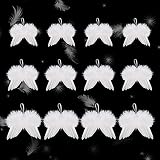 12 Pcs White Angel Wings Ornament, 3 Size Vintage Feather Wing Christmas Tree Hanging Decor Weeding