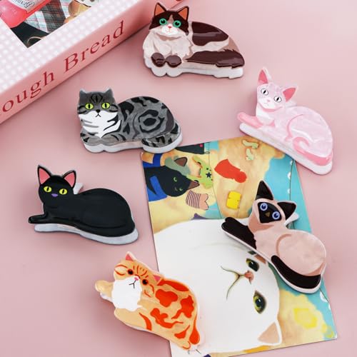 6 Pinzas para cabello con diseño de gato para mujer miniatura 6