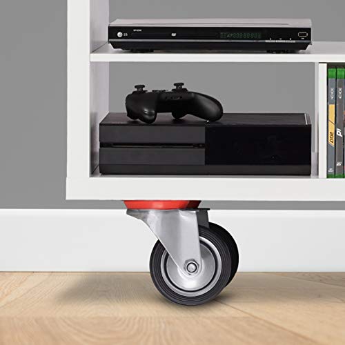 Relaxdays Schwerlastrollen 4er Set, drehbar, Kugellager, 2 Rollen mit Bremse, Tragkraft bis 200kg, Rad D: 75 mm, schwarz