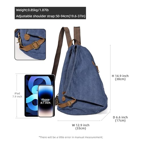 Image of KL928 Canvas Vintage Backpack - Large Casual Daypack Outdoor Travel Rucksack Hiking Backpacks for Men Women