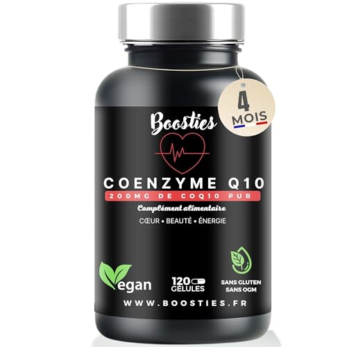 COENZYME Q10-200MG - Bioactif - Anti-Age - Énergie Cellulaire - Absorption Maximale - Forme la Plus Stable -100% végane -Issue de fermentation végétale - 120 gélules - Boosties (Coenzyme Q10)