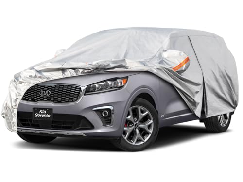Image of Kayme 6 Layers SUV Car Cover Custom Fit for Kia Sorento (2012-2025) Waterproof All Weather for Automobiles, Outdoor Full Cover Rain Sun UV Protection.Silver