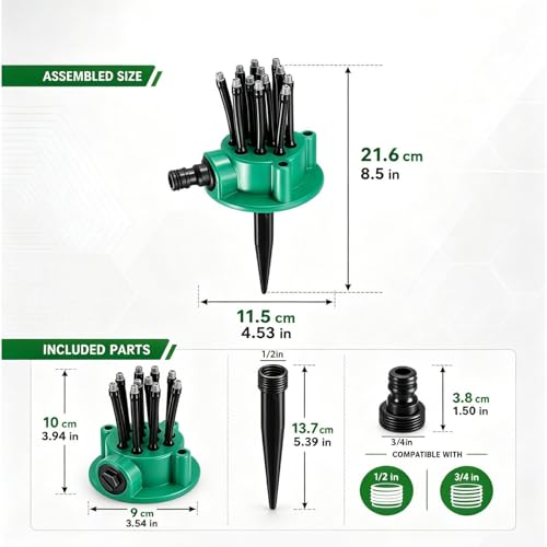 Aspersor de jardín automático con juego completo para riego de césped 7