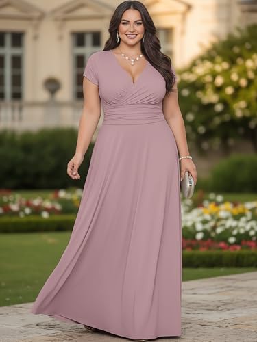 Image of KOH KOH Womens Sexy Cap Short Sleeve V-Neck Flowy Cocktail Gown
