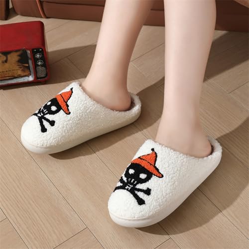 Image of Womens Mens House Slippers Retro Comfy Warm Plush Slip on Fluffy Memory Foam Home Sippers for Winter Indoor Outdoor