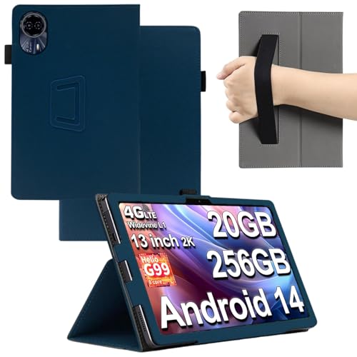 MEMELOKA Hülle für Teclast T65 MAX, Ultradünne und Leicht PU Leder Schutzhülle mit Stifthalter und Handschlaufe [Klappfunktion], Blau