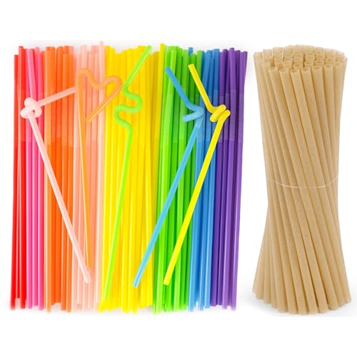 Set de pitillos flexibles coloridos de 13 y 7.8 pulgadas miniatura 1