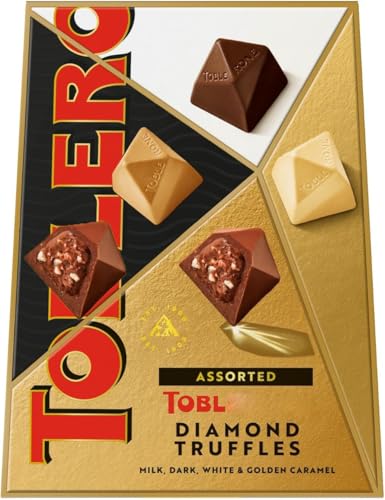 Tobleone Diamond Truffles Assorted Chocolate Gift Box, Milk, Dark, White & Golden Caramel