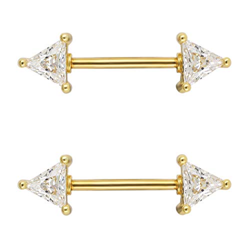 Excepro 2Pcs Nipplerings Barbell 316L Surgical Stainless Cubic Zirconia Shiny Nipple Piercing Fairyland cover