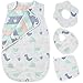 Cieex 4 Pcs Baby Schlafsack Set, Baby Ganzjahres Schlafsack aus 100％ Baumwolle, 75cm, Waschbar Atmungsaktiv Baby Schlafsack mit 3 Lätzchen
