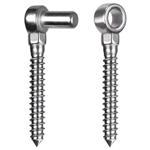 Image of Insaga Gate Hinges, 304 Stainless Steel Wood Gate Hinge, M12 Hook and Eye Hinges, Partial Thread Gate Bolt Hook, Gate Hardware for Wooden Gates Fences, 1Pair