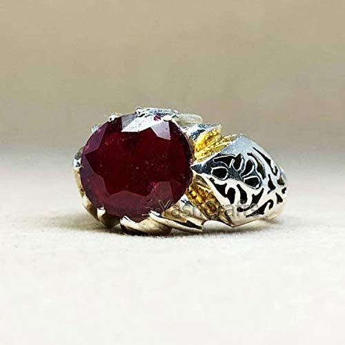 Ruby Corundum Ring, 925 Sterling Silver Ring, Gemstone Ring, Natural Ruby Corundum Gemstone Ring, Boho Ring, July Birthstone, Silver Ring For Him,Christmas Gift, Men Ring, Designer Ring, Boys Ring