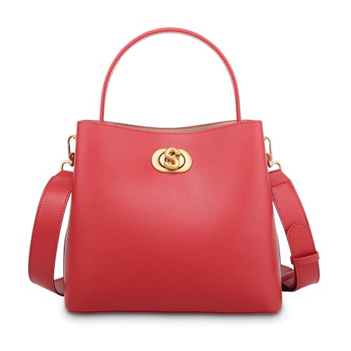 SADI Genuine Leather Tote Bag for Women, Luxury Crossbody Bags, Ladies Bucket Bags Adjustable Wide Strap Bucket Purse