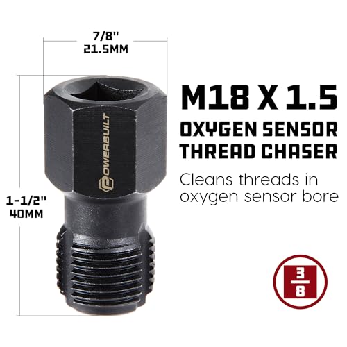 Image of Powerbuilt Oxygen Sensor Thread Chaser Tool - M18 x 1.5mm Rethread Cleaner -for Cleaning and Possibly Repairing Damaged Threads in Oxygen Sensor Bores - 940379