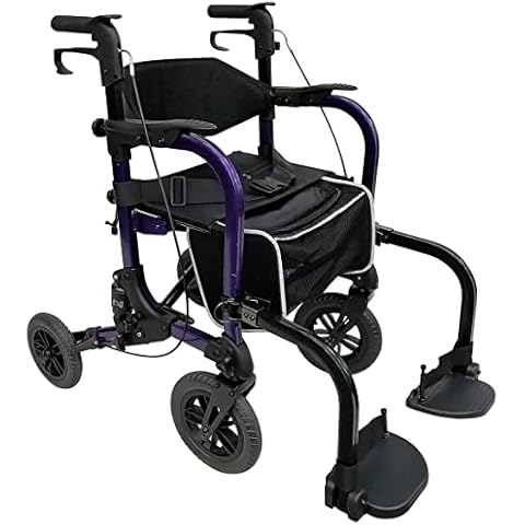 LivingSURETM Rollator Walker & Transport Wheelchair Combo XL, Purple Cover