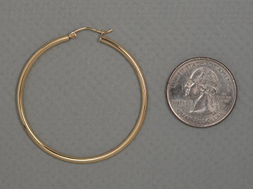 Image of 14K Gold Classic Real Hoop Earrings, (2mm Tube)