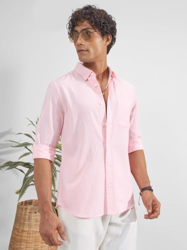 Image of Highlander Men Men's Relaxed Fit Casual Shirt | Cotton Linen | Relaxed fit | Full Sleeves|Premium Shirt for Man