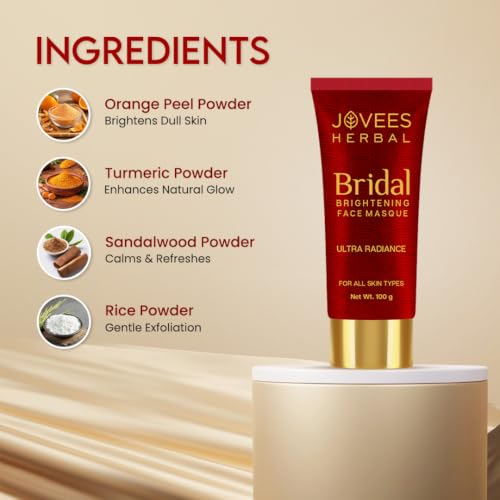 Image of Jovees Herbal Bridal Brightening Face Masque Pack | Ultra Radiance | With Orange Peel And Turmeric Extract | For All Skin Types | 100GM