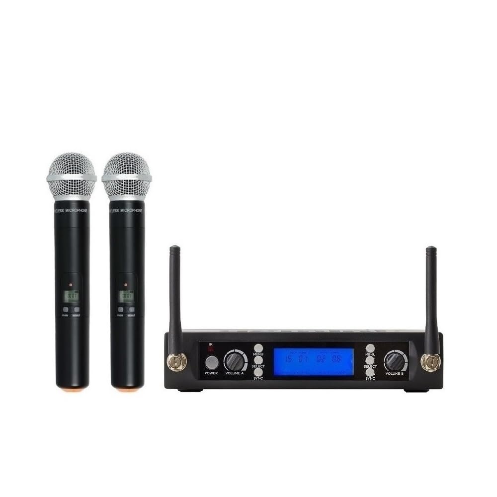 Generic Wireless Microphone System, UHF Metal Receiver, 2 Channel Dual Handheld Mic for Church, Weddings, Family, School,DJ, Black, BOLY-3200