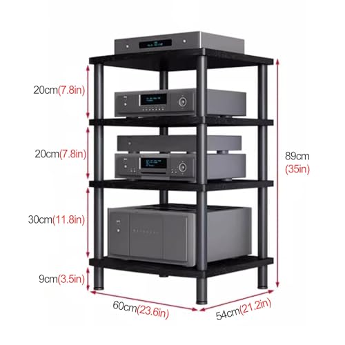 Estantes HiFi Estantes HiFi Estante para Audio HiFi Estante de Metal y Madera para componentes AV Soporte para Equipos estéreo Gabinete para Amplificador/Tocadiscos/Receptor estéreo, Organiz - imagen 2