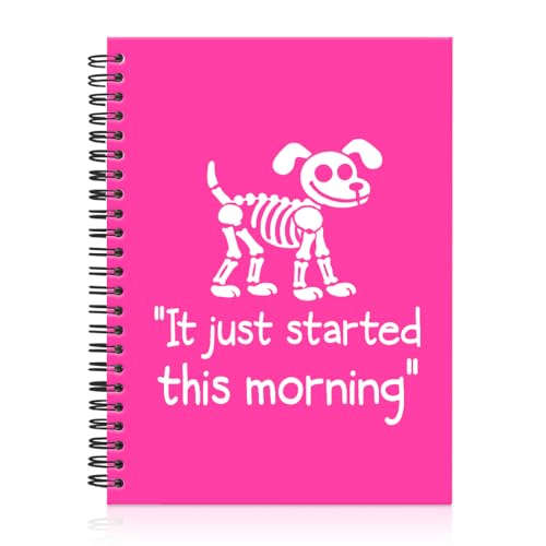 Mhfpl It Just Started This Morning Rose Pink Spiral Horizontal Line Notebook, Funny Dog Skeleton Journal Gifts for Veterinary Nurse Vet Assistant Animal Lover, Vet Tech Week Gifts for Veterinary Tech