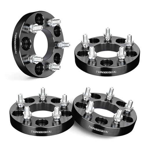 EVIL ENERGY 5x4.75 to 5x4.5 Wheel Adapters 1 inch Compatible with Chevy 2010-2024 Camaro 5x120.65mm to 5x114.3mm 5 Lugs 74.1 mm Hub Bore M12x1.5 Studs Black Not Hubcentric