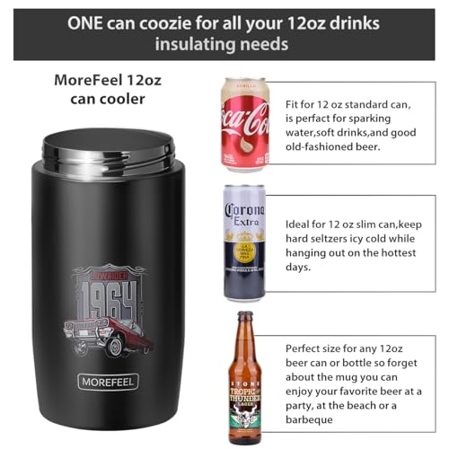 Image of Morefeel 4-in-1 Insulated Can Cooler for 12 oz Cans & Bottles | 304 Stainless Steel Can Holder Fits 12 Oz Slim Cans, Standard Cans, Beer Bottles & Works as A Open Cup; Dishwasher Safe