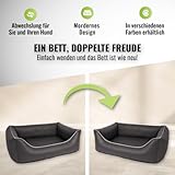 CopcoPet Hundebett mittelgroße Hunde – Waschbares Hundekissen 【Wendebett】 Hundekorb aus Kunstleder - Formstabiles Hundesofa - Hundekörbchen mit erhöhten Rand, Dog Bed Grau 100 x 80 cm