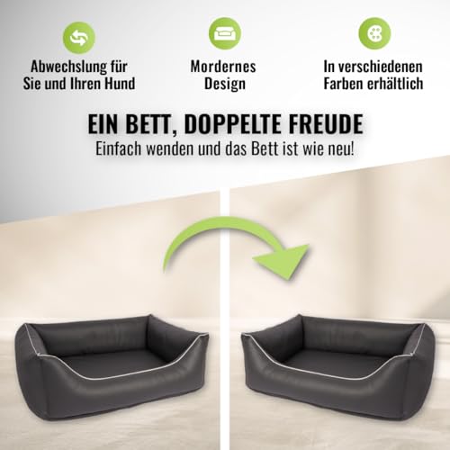 CopcoPet Hundebett mittelgroße Hunde – Waschbares Hundekissen 【Wendebett】 Hundekorb aus Kunstleder - Formstabiles Hundesofa - Hundekörbchen mit erhöhten Rand, Dog Bed Grau 100 x 80 cm