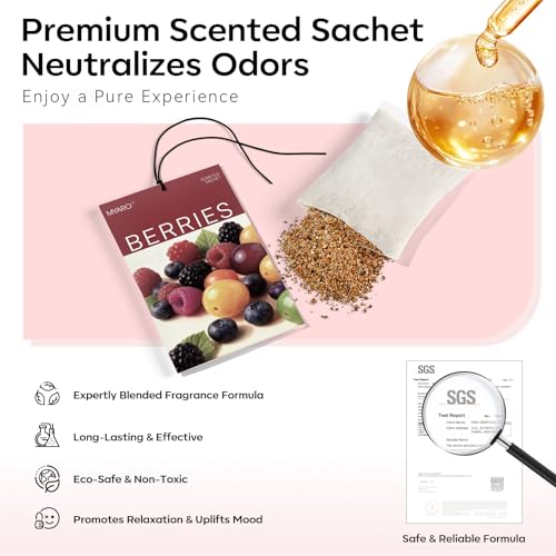 Image of MYARO 20 Packs Cedar Cinnamon Vanilla Berries Potpourri Bag Scent Sachet for Closet Drawer Room Car Home Air Freshener Shoe Odor Elimination