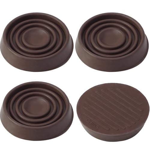 HARSKIYER 4 Pack 1.5 x 1.5 Inch Round Rubber Caster Cups Non Slip Furniture Pads Furniture Coasters Non Skid Furniture Feet Anti Slide Floor Protector for Bed Couch Chair Table Stoppers (Brown)