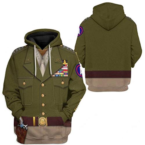 Image of Uyecos Historical Hoodie Revolutionary War Uniform Top | Historical Figure Print, Military Uniform Print, for Historical Reenactment, Halloween Cosplay