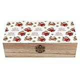 FWJZDSP Pequeña caja de madera para guardar galletas de jengibre navideñas, con tapa abatible, ideal para fotos, regalos, cartas y joyas.
