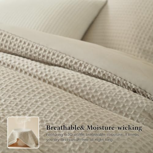 Image of David's Home Textured Summer Waffle Weave Comforter Set, Twin, Linen