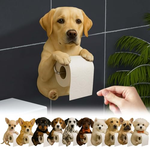 Dog Paper Holder, 3D Printed Animal Shaped Roll Storage Stand, Tissue Roll Dispenser, Funny Toilet Paper Roll Holder, Decorative Wall Mounted Toilet Paper Holder for Bathroom and Kitchen (J)