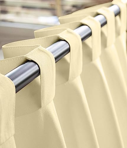 Image of THE LINEN COMPANY Duck Canvas Cotton Curtains 6 Feet Long, Solid Door & Window Curtains, 6ft Set of 2, Butter Cream