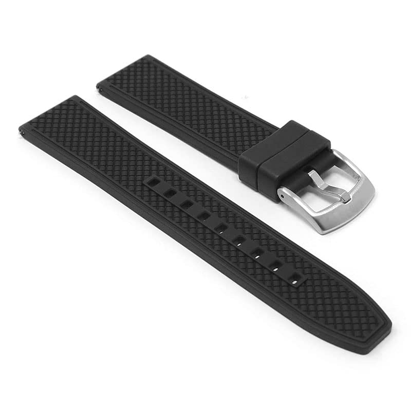 DASSARI Double Textured FKM Rubber Quick Release Watch Band Strap - Black - 20mm