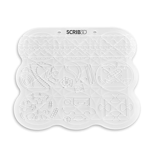 SCRIB3D Silicone 3D Pen Mat Two-Sided Flexible Heat-Resistant Drawing Pad with Shapes & Patterns Stencil Practice Board for Beginners & Makers Designed to Work with All SCRIB3D Pens