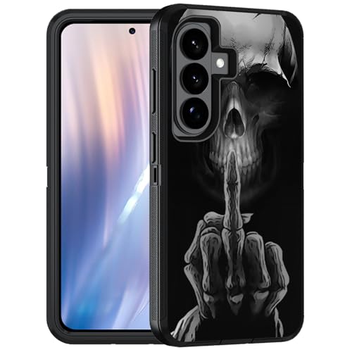 FQTBCEARI Designed for Samsung Galaxy S26 Case, Military Grade Heavy Duty 3-Layer Shockproof Full-Body Protective Cover for Samsung Galaxy S26 5G (6.3", 2026), Funny Skeleton Skull