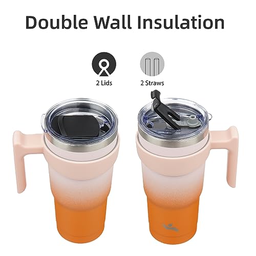 Image of Konokyo 20 oz Tumbler with Handle and Straw, Insulated Travel Mug