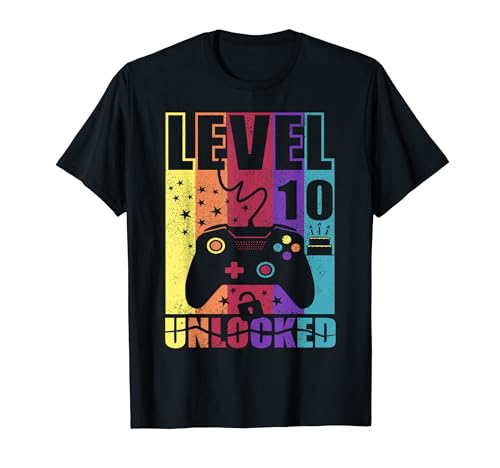 Niveau 10 Anniversaire débloqué Niveau supérieur 10e anniversaire Gamer 10 T-Shirt
