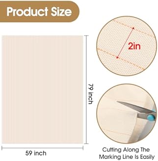 2PCS 79" x 59" Large Tufting Cloth, Primary Tufting Cloth with Marked Lines for Tufting Guns, Four Edges Sewn Monks Cloth for Punch Needle Tufting Rug DIY Crafts