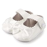 ohsofy Infant Baby Girls Mary Jane Flats Soft Sole Non-Slip Bow Knot Princess Wedding Dress Shoes To
