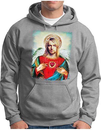 Sweat à capuche Saviour-Kurt gris mélangé style vintage Jésus Angel pour homme du S au 4XL