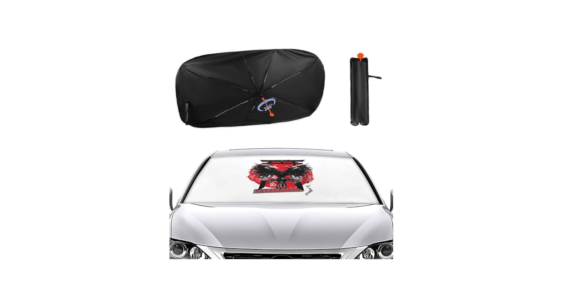 Amazon.co.jp: 八咫烏 カラス 鳥 サンシェード 車 フロント 傘型