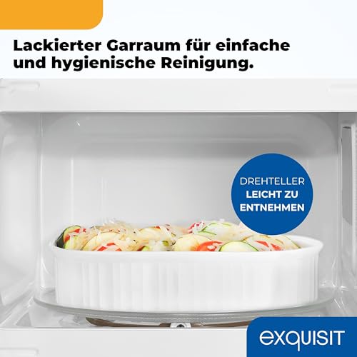 Exquisit Exquisit Mikrowelle, 24,5 cm Drehteller, 20 Liter, 700 Watt, 5 Leistungsstufen, Timer, Auftaufunktion, klein, MW850-070 weiss - Designansicht 6 | Kompakt-Mikrowellen