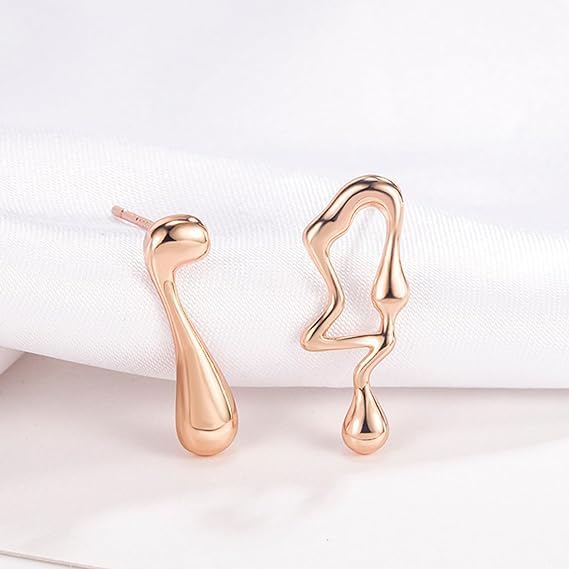 Irregular Waterdrop Earrings for Women Silver Dangle Earrings Mismatched Drip Earrings Melting Liquid Earrings Gold Statement Jewelry Gifts for women - Image 3