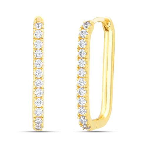 Image of ZAVYA 925 Sterling Silver Cubic Zirconia Circular Gold Plating Earrings | | Gift for Women and Girls | With Certificate of Authenticity and 925 Hallmark
