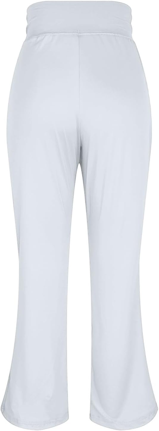 Flare Leggings for Women Thermal Fleece Lined Yoga Pants Elastic Waist Gym Pant Stretch Trousers with Side Pockets